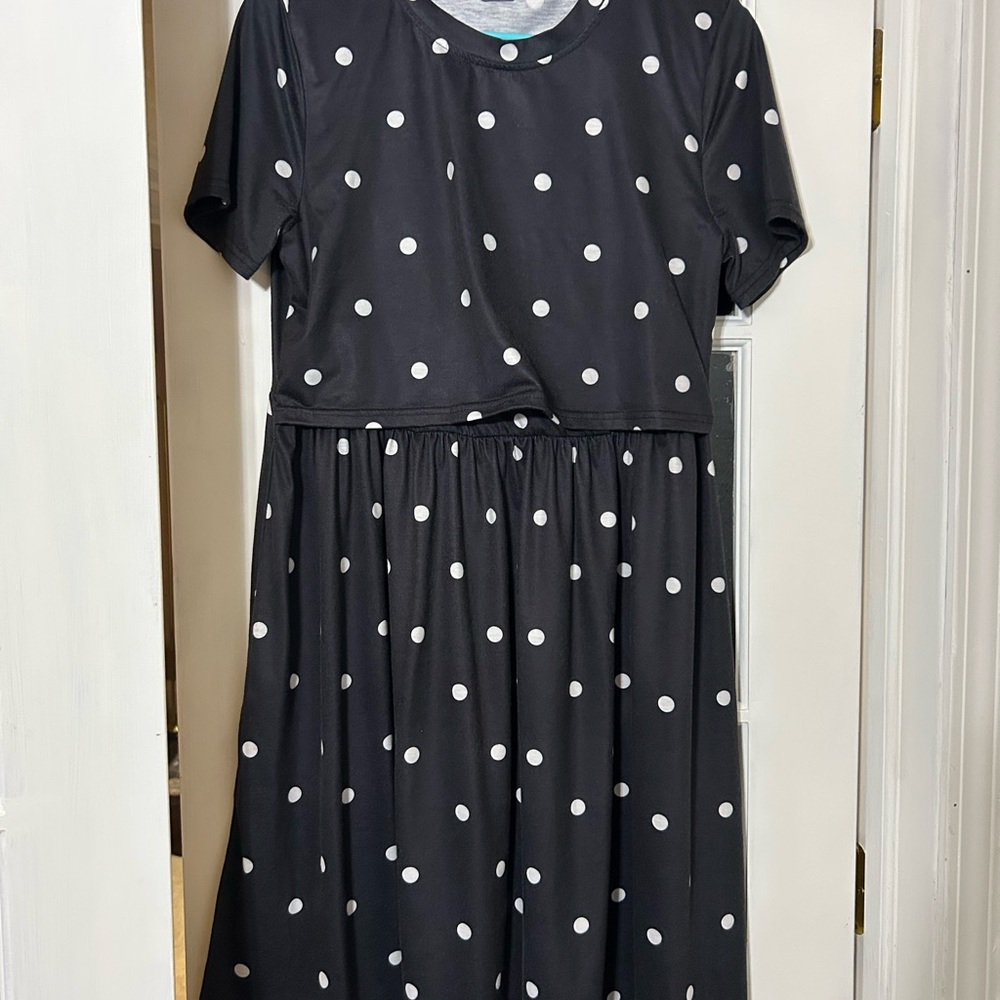Polka Dot Black and White Nursing Friendly Dress